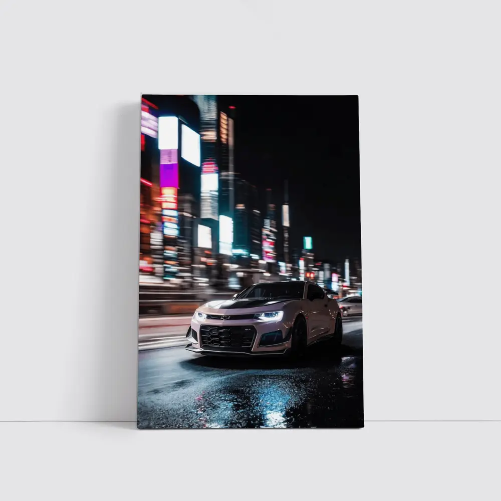 Chevrolet Camaro Night City Neon Streets – Wall Art