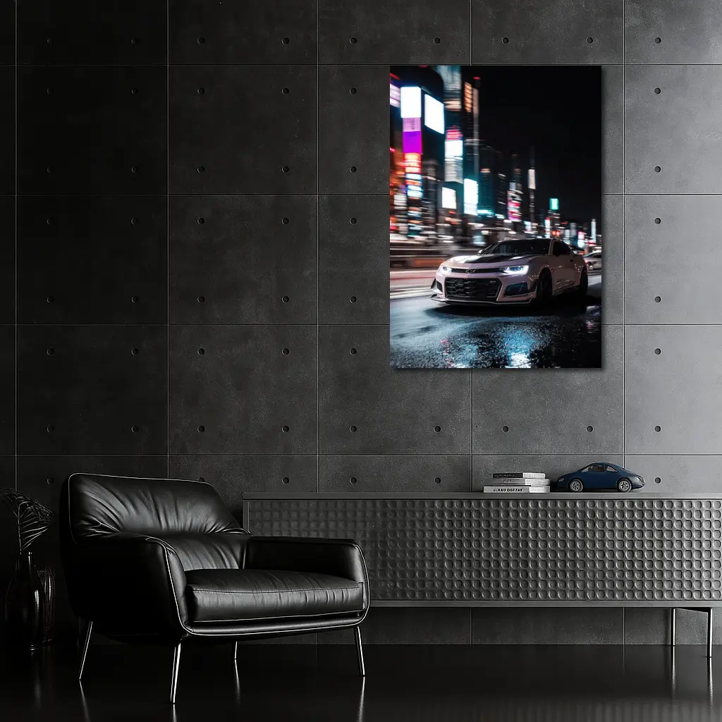 Chevrolet Camaro Night City Neon Streets – Wall Art