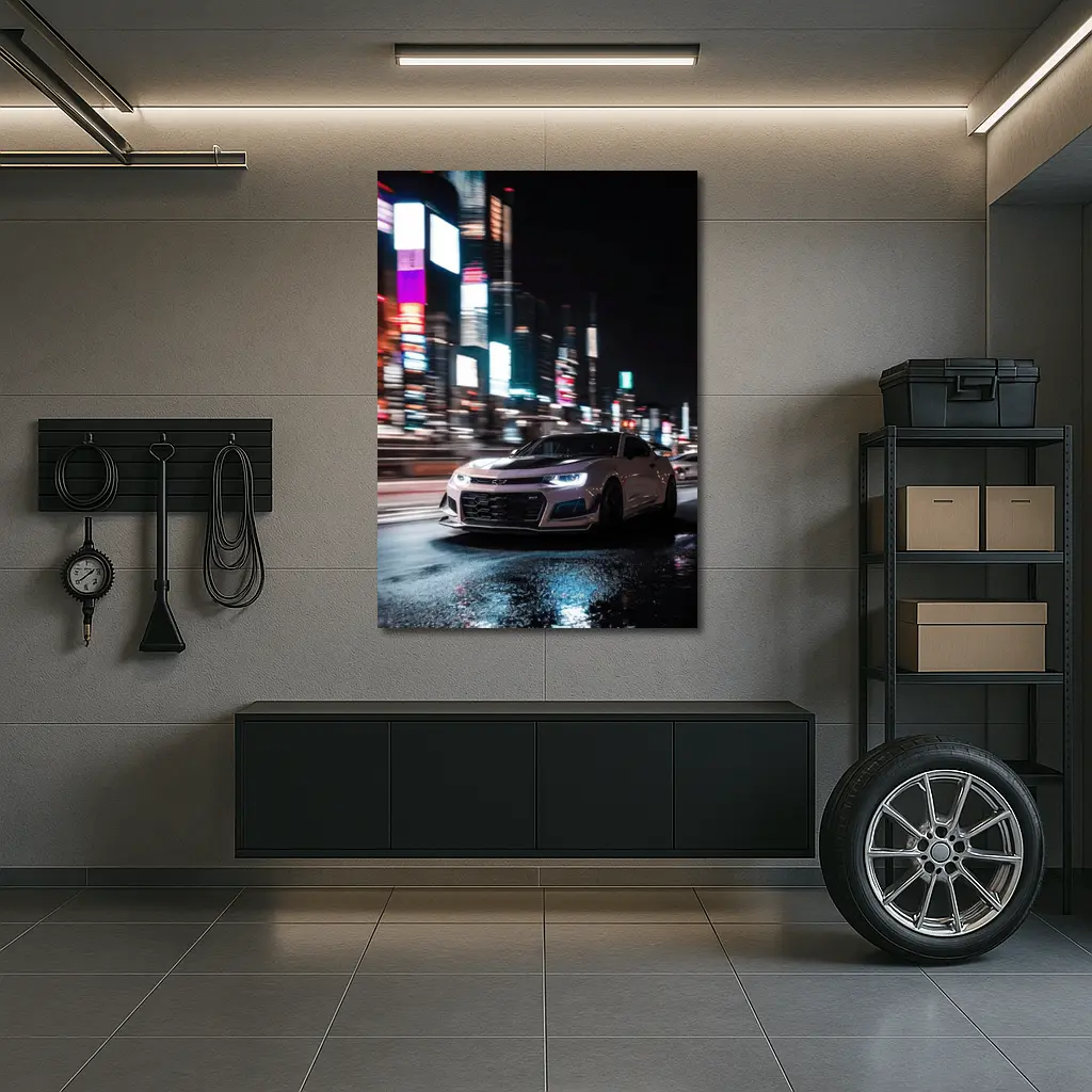 Chevrolet Camaro Night City Neon Streets – Wall Art