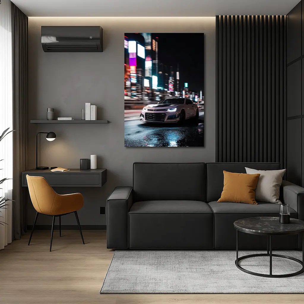 Chevrolet Camaro Night City Neon Streets – Wall Art