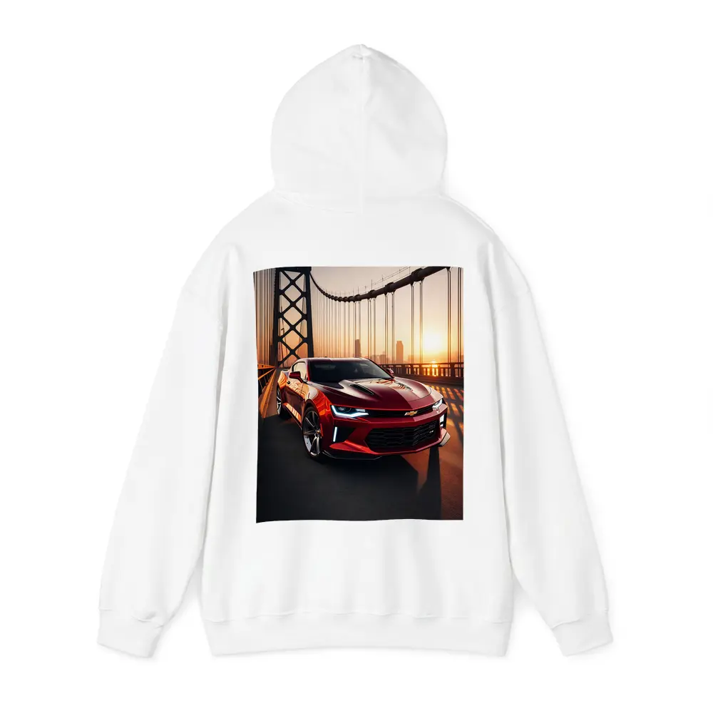 Chevrolet Camaro Red Muscle Car Bridge Sunset – Hoodies