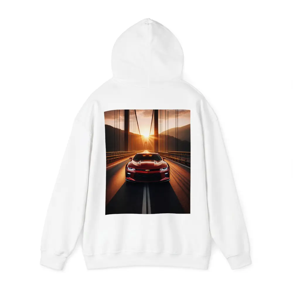 Chevrolet Camaro Red Muscle Car Bridge Sunset – Hoodies