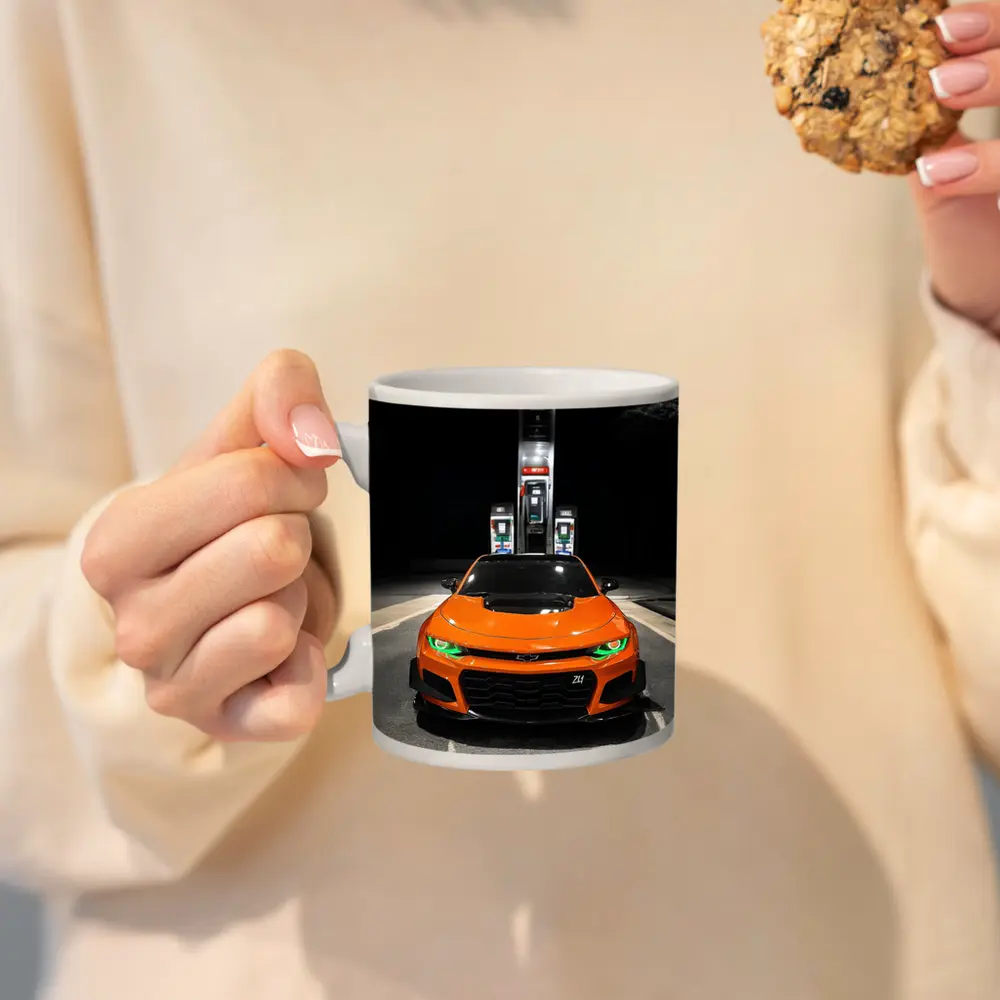 Chevrolet Camaro ZL1 Orange Night Gas Station – Mugs