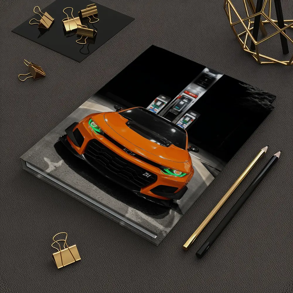 Chevrolet Camaro ZL1 Orange Night Gas Station – Notebooks