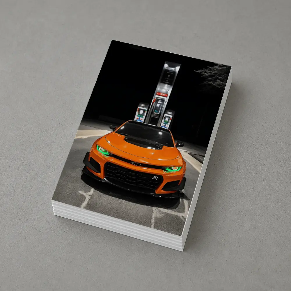 Chevrolet Camaro ZL1 Orange Night Gas Station – Postcards