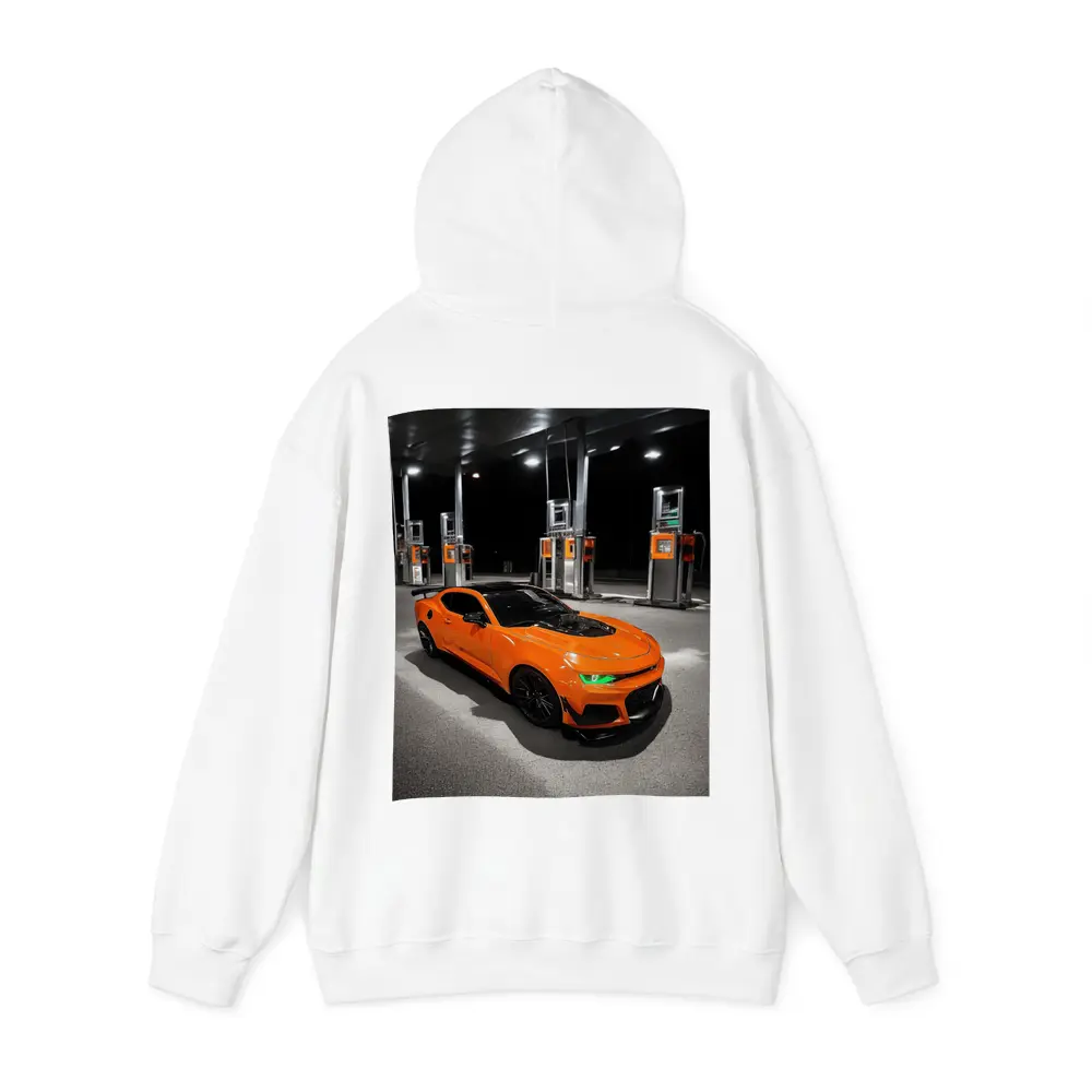 Chevrolet Camaro Orange At Gas Station Night – Hoodies