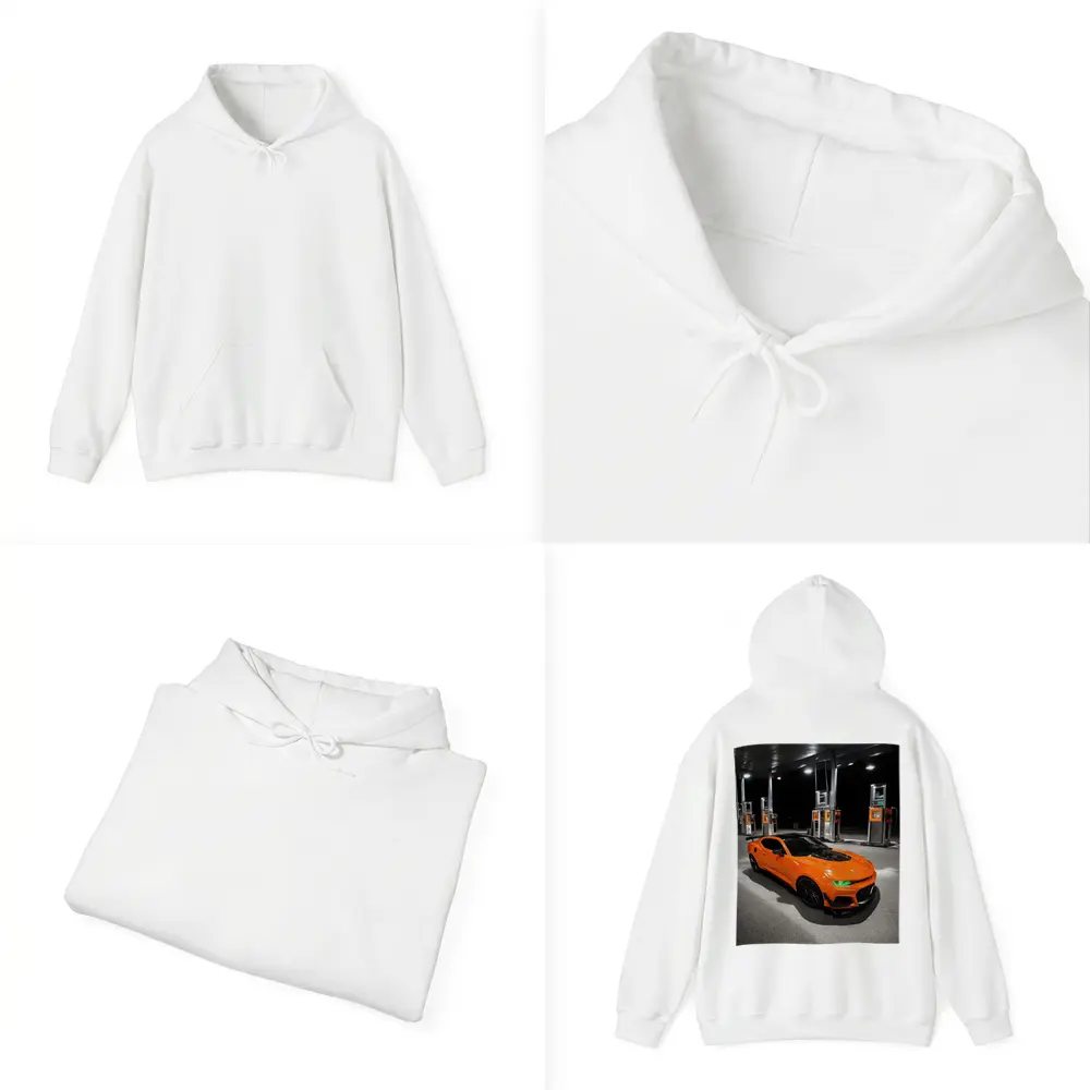 Chevrolet Camaro Orange At Gas Station Night – Hoodies