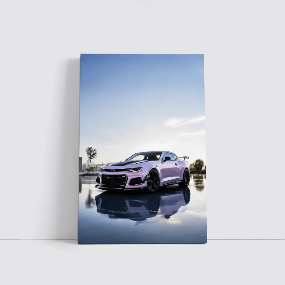 Chevrolet Camaro Pink Coupe City Backdrop – Wall Art
