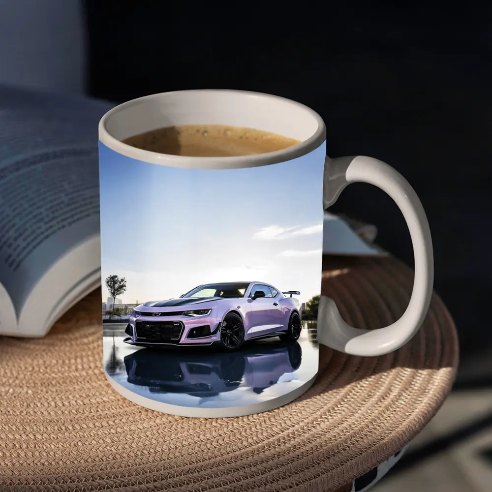 Chevrolet Camaro Pink Coupe City Backdrop – Mugs