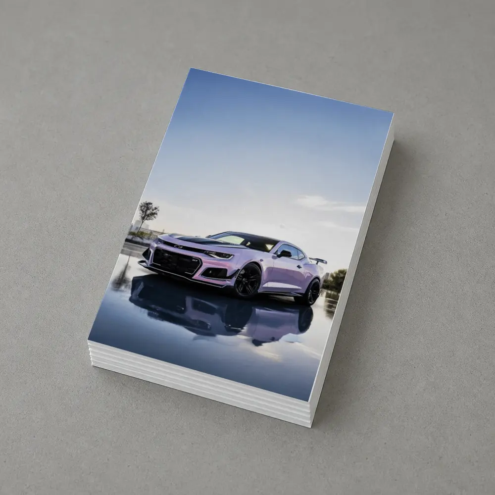 Chevrolet Camaro Pink Coupe City Backdrop – Postcards
