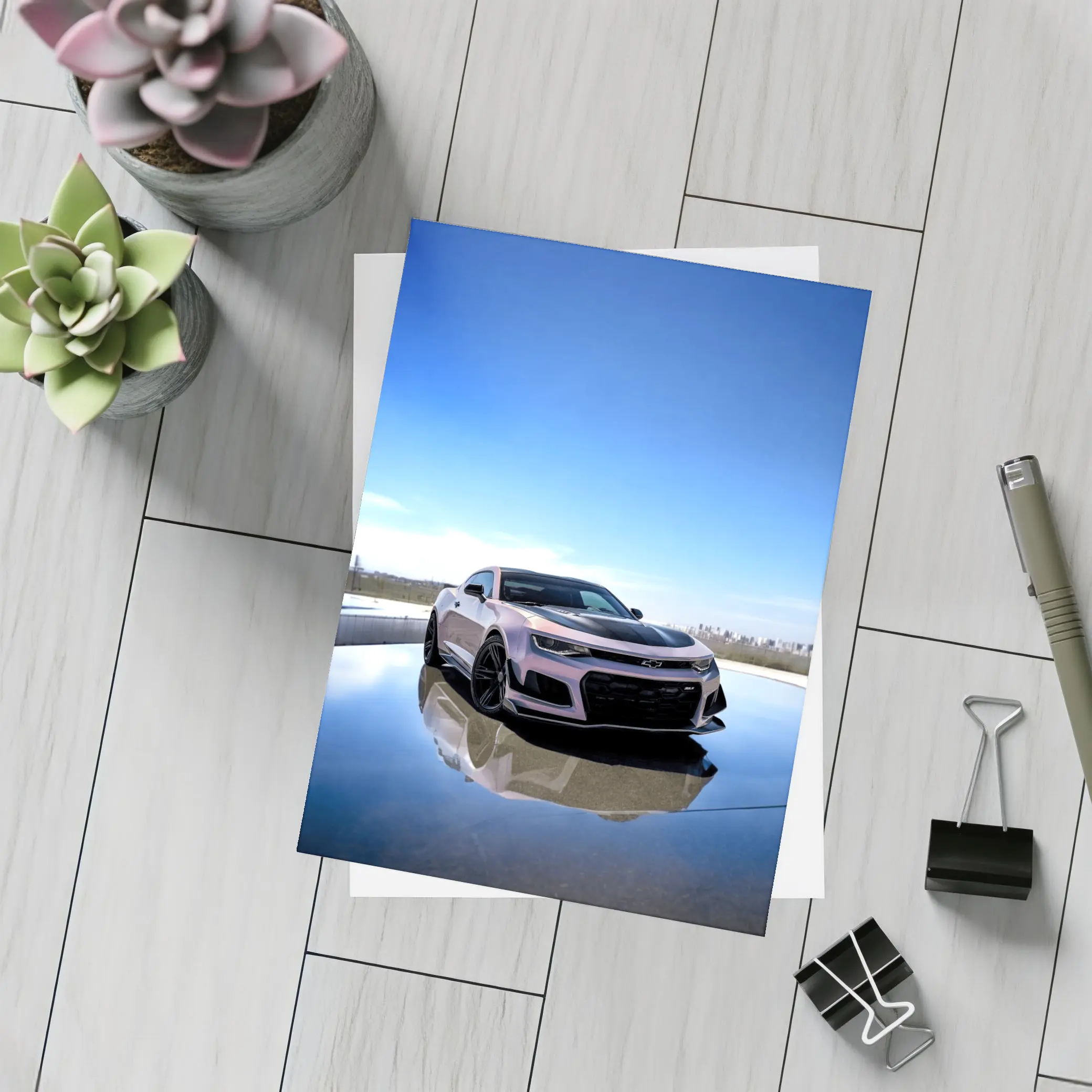 Chevrolet Camaro ZL1 Pink City Skyline – Postcards