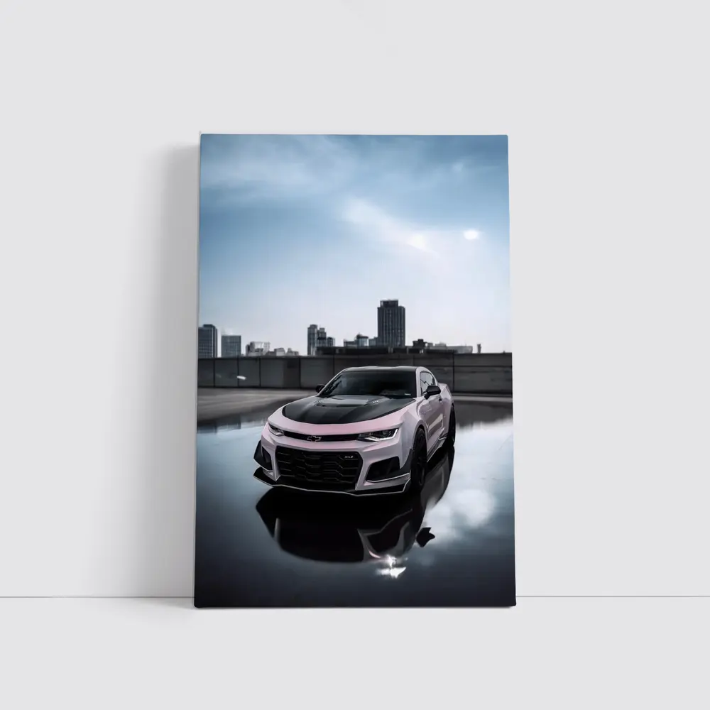 Chevrolet Camaro Pink City Rooftop Shot – Wall Art