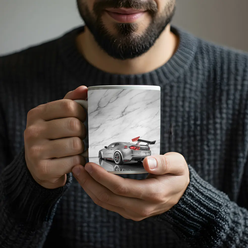 Chevrolet Camaro Silver Race Car Marble Studio – Mugs