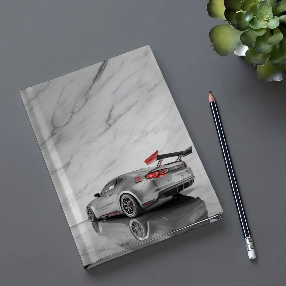 Chevrolet Camaro Silver Race Car Marble Studio – Notebooks