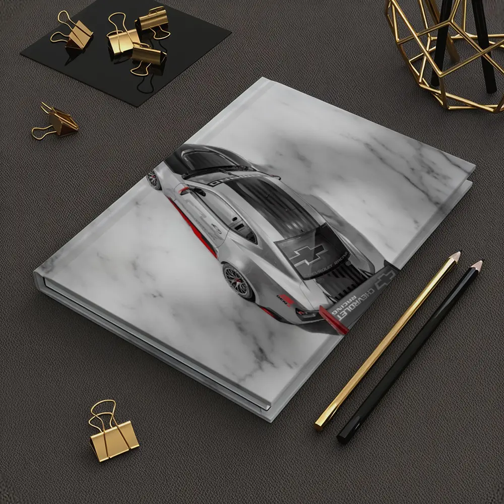 Chevrolet Camaro Racing Silver Marble Background – Notebooks