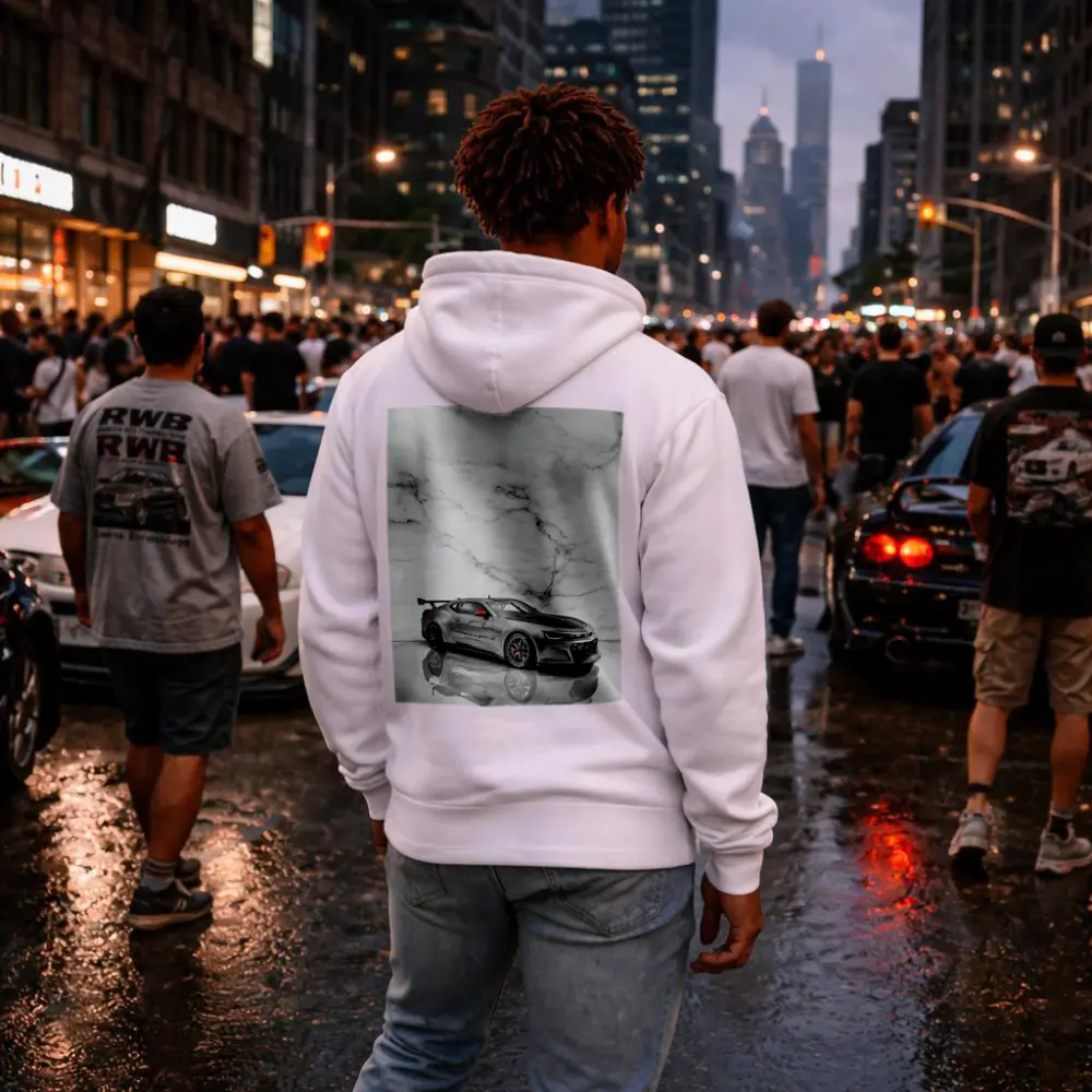 Chevrolet Camaro Silver Race Car Marble Background – Hoodies