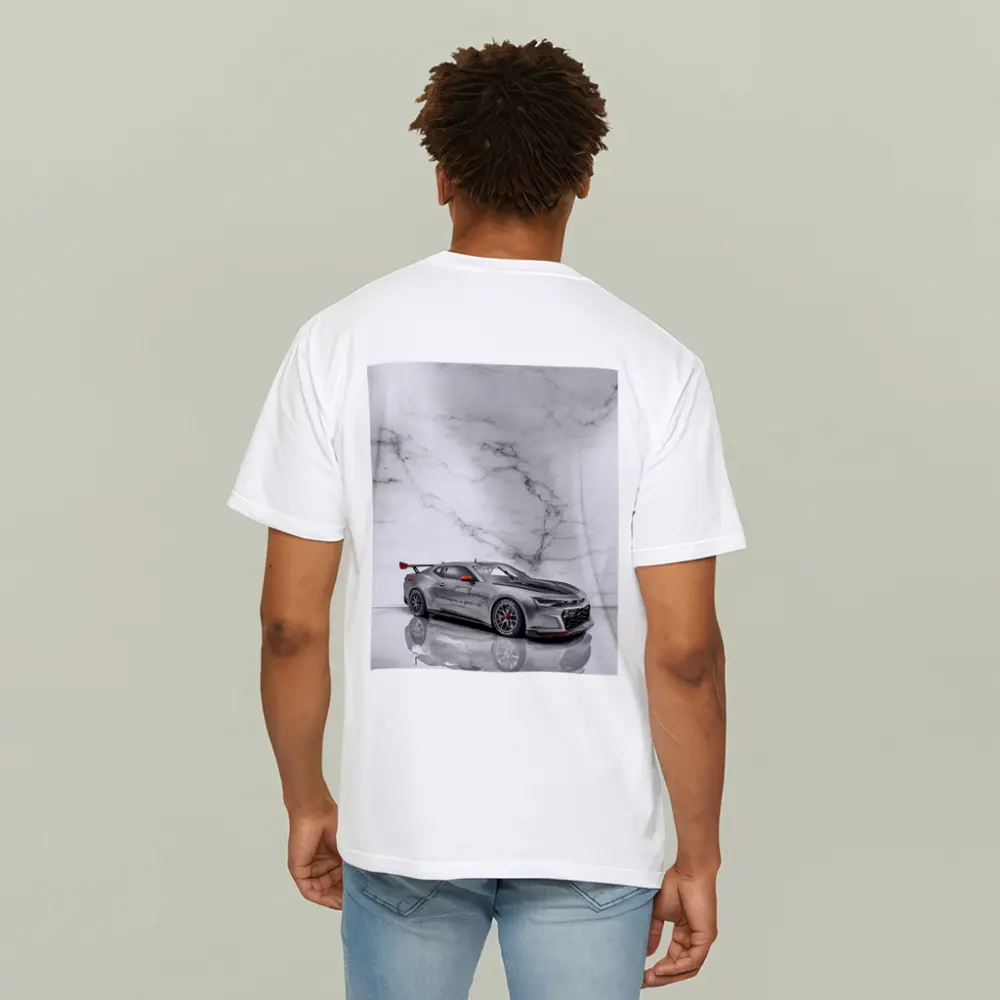 Chevrolet Camaro Silver Race Car Marble Background – T-Shirts