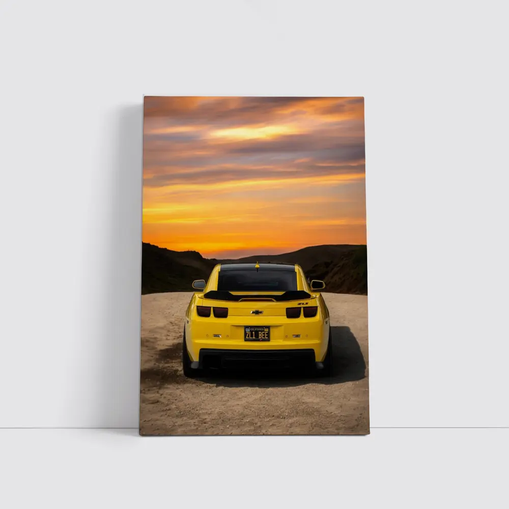Chevrolet Camaro ZL1 Yellow Sunset Road – Wall Art