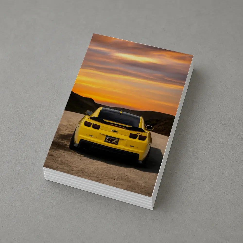 Chevrolet Camaro ZL1 Yellow Sunset Road – Postcards