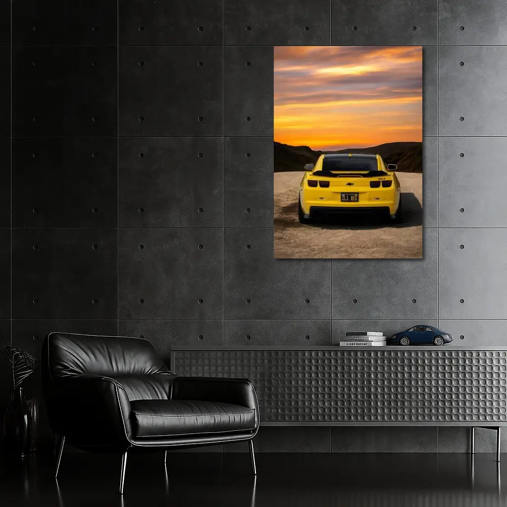 Chevrolet Camaro ZL1 Yellow Sunset Road – Wall Art