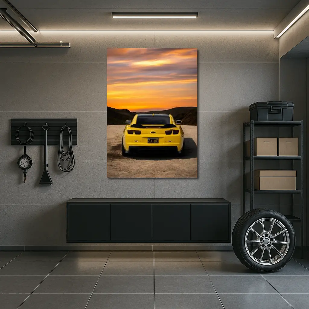 Chevrolet Camaro ZL1 Yellow Sunset Road – Wall Art