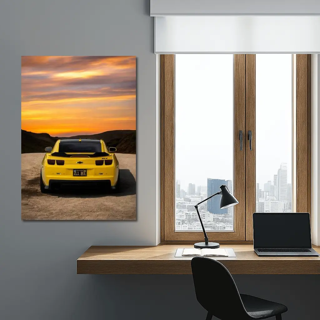 Chevrolet Camaro ZL1 Yellow Sunset Road – Wall Art