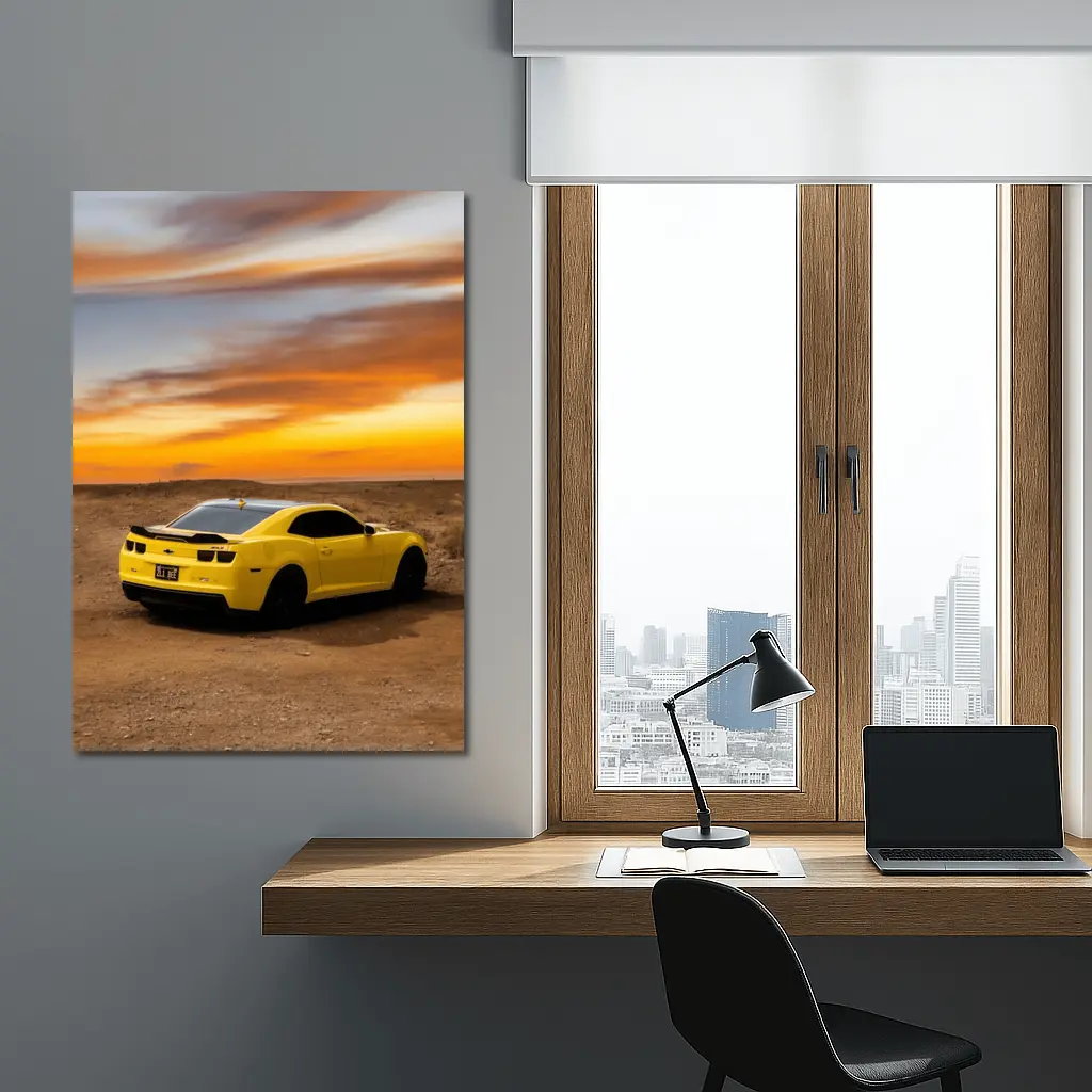Chevrolet Camaro ZL1 Yellow Desert Sunset – Wall Art