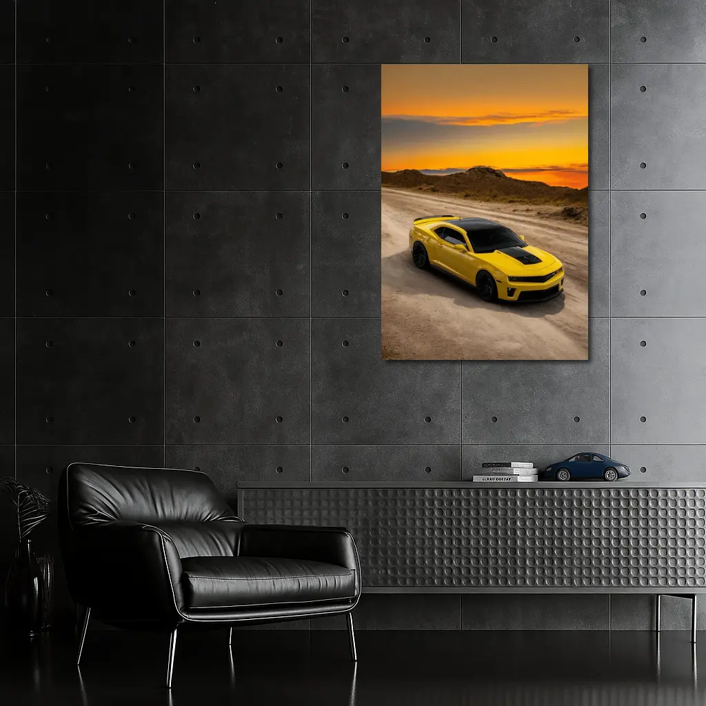 Chevrolet Camaro ZL1 Yellow Desert Sunset – Wall Art