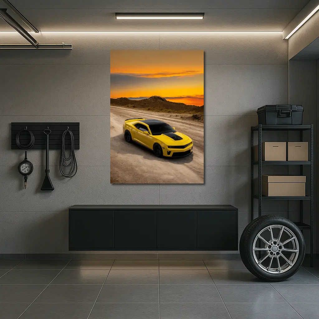 Chevrolet Camaro ZL1 Yellow Desert Sunset – Wall Art