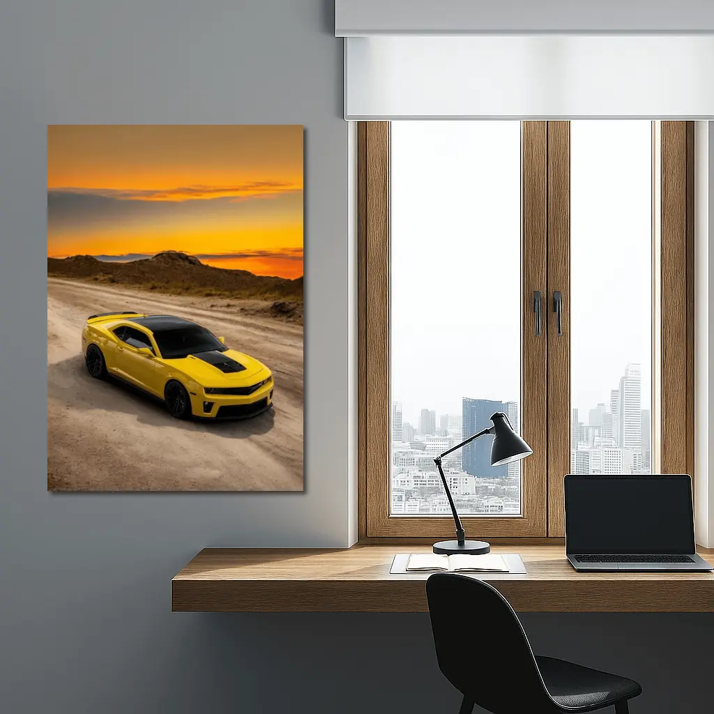 Chevrolet Camaro ZL1 Yellow Desert Sunset – Wall Art