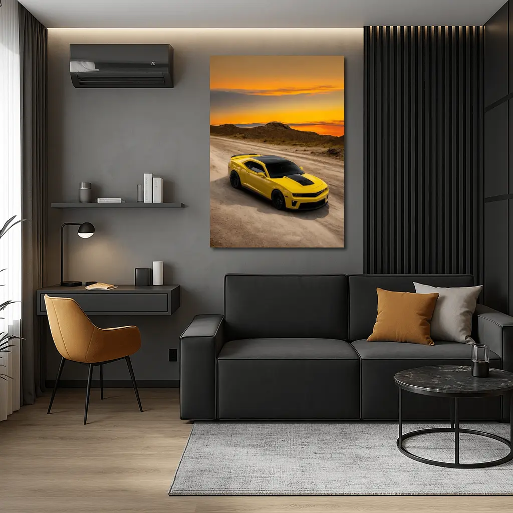 Chevrolet Camaro ZL1 Yellow Desert Sunset – Wall Art