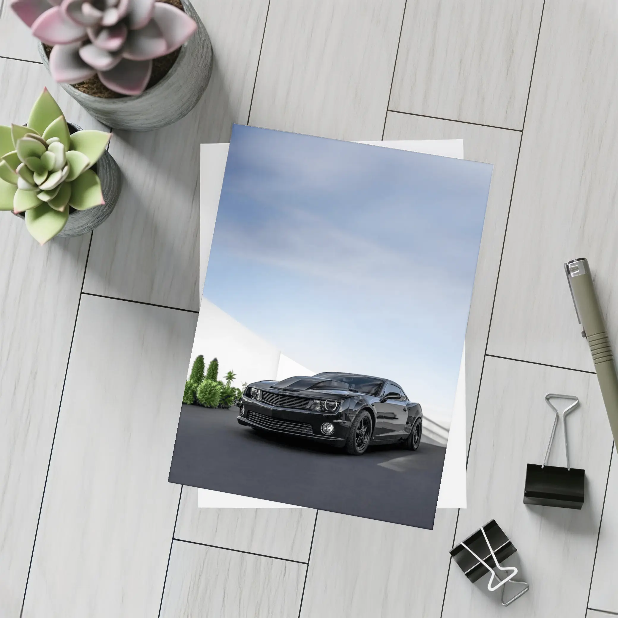 Black Chevrolet Camaro ZL1 Parking Lot – Postcards