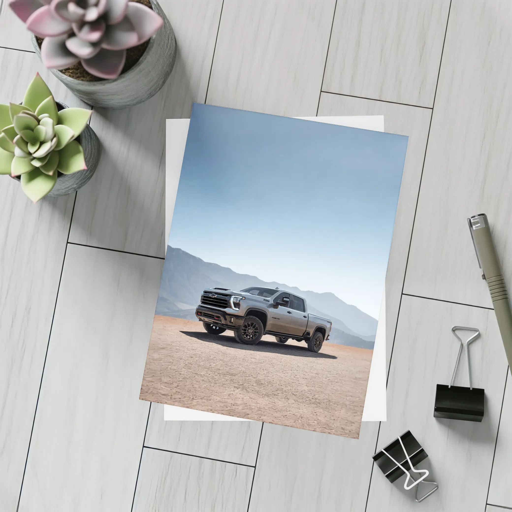 Chevrolet Silverado HD Desert Mountain Backdrop – Postcards