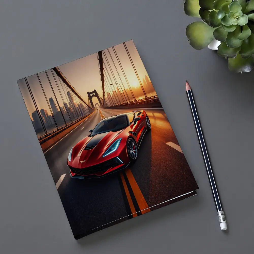 Chevrolet Corvette Red Bridge City Sunset – Notebooks