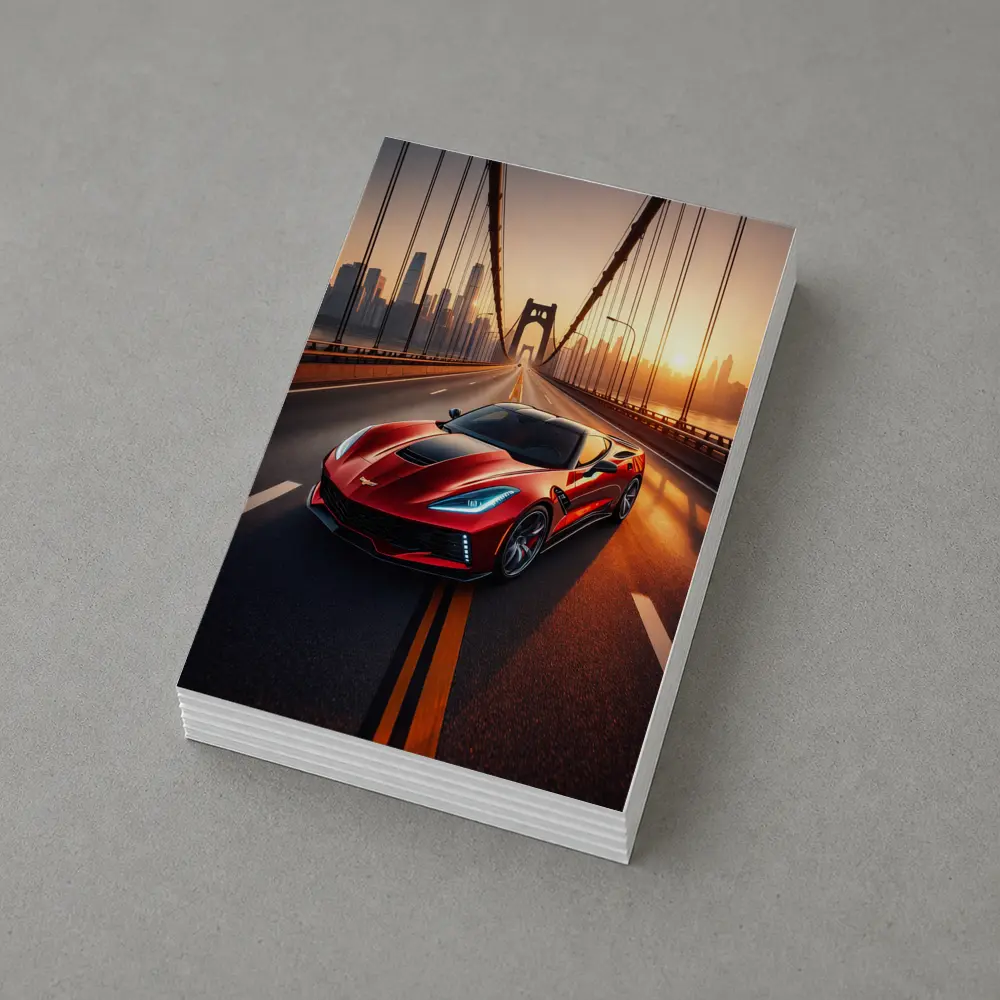 Chevrolet Corvette Red Bridge City Sunset – Postcards