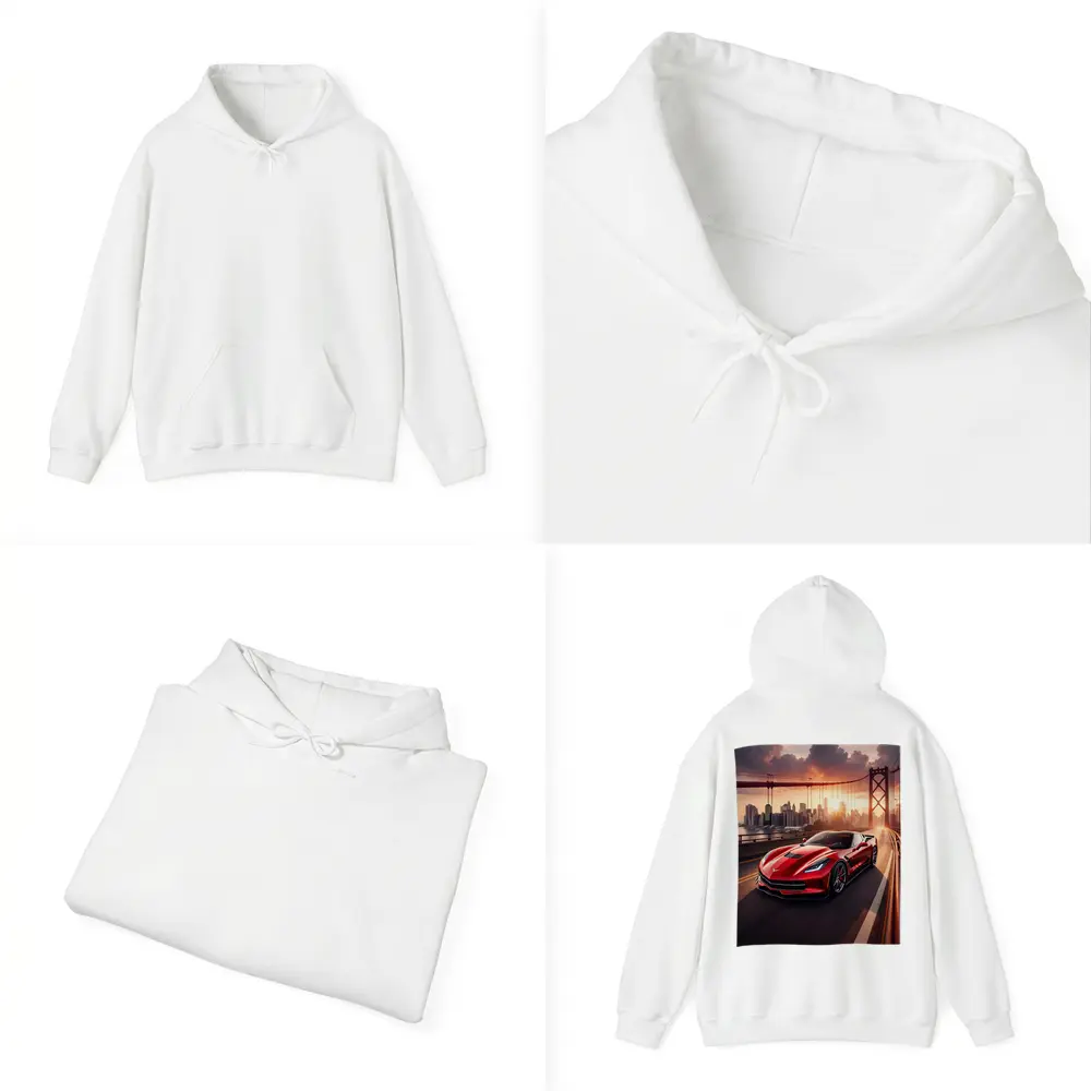 Chevrolet Corvette Red Bridge City Sunset – Hoodies
