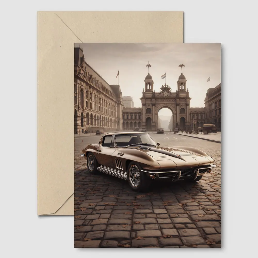 Chevrolet Corvette Classic Car European City Square – Postcards