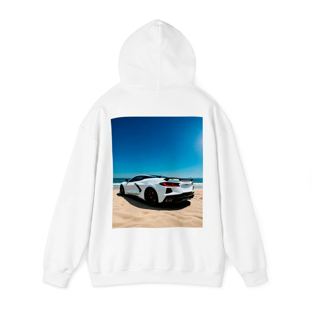 Chevrolet Corvette C8 White Beach Shore – Hoodies