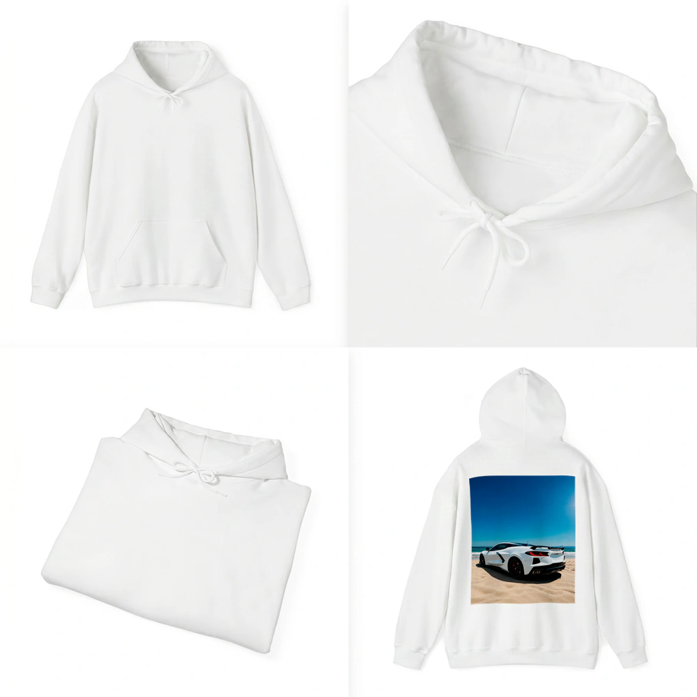 Chevrolet Corvette C8 White Beach Shore – Hoodies