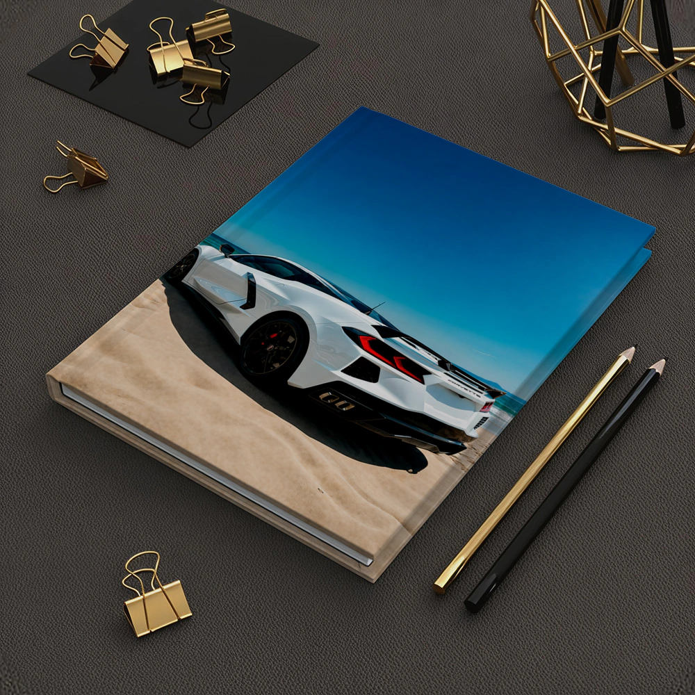 Chevrolet Corvette C8 White Beach Shore – Notebooks