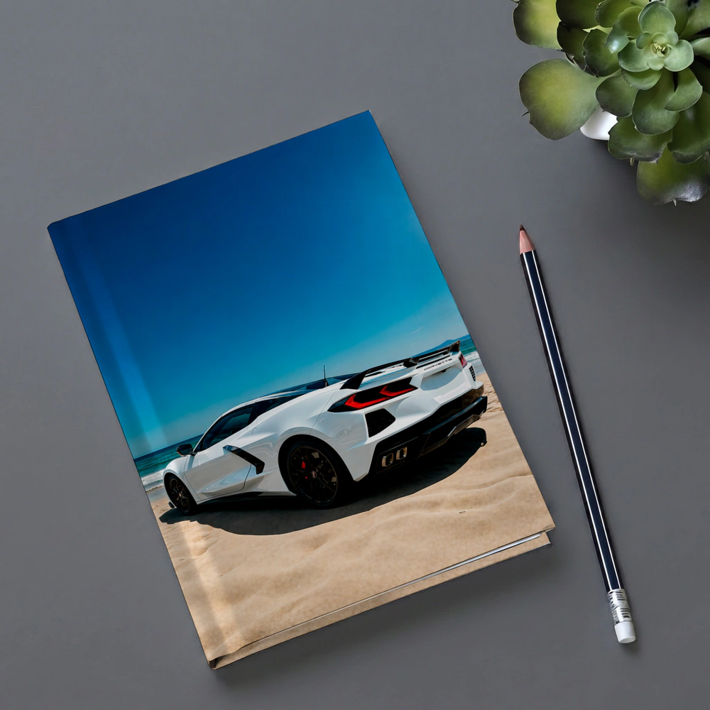 Chevrolet Corvette C8 White Beach Shore – Notebooks