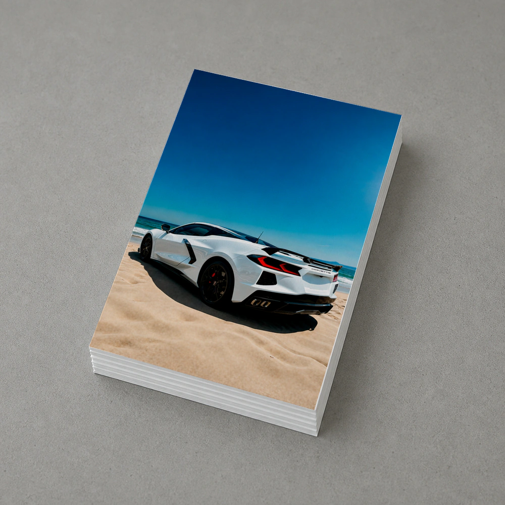 Chevrolet Corvette C8 White Beach Shore – Postcards