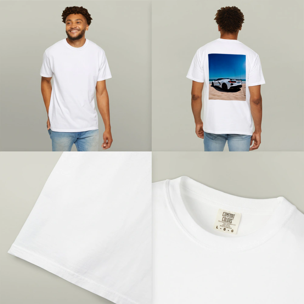 Chevrolet Corvette C8 White Beach Shore – T-Shirts
