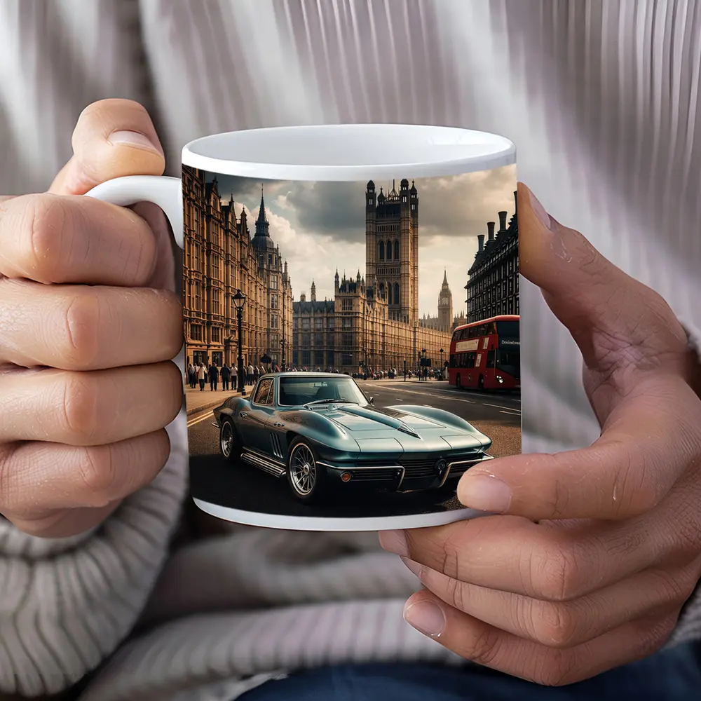 Chevrolet Corvette Classic London Westminster Background – Mugs