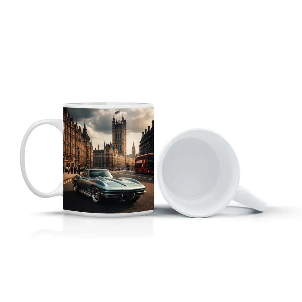 Chevrolet Corvette Classic London Westminster Background – Mugs
