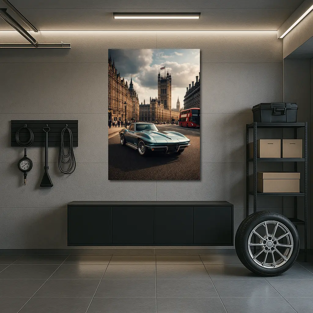 Chevrolet Corvette Classic London Westminster Background – Wall Art