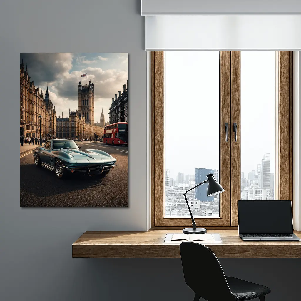 Chevrolet Corvette Classic London Westminster Background – Wall Art
