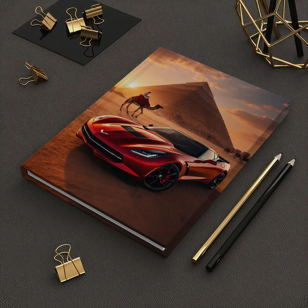 Chevrolet Corvette Red Egypt Pyramids Desert – Notebooks