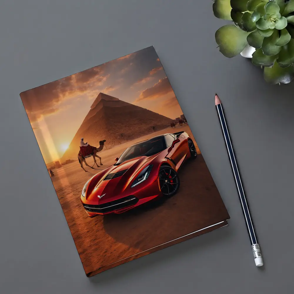 Chevrolet Corvette Red Egypt Pyramids Desert – Notebooks