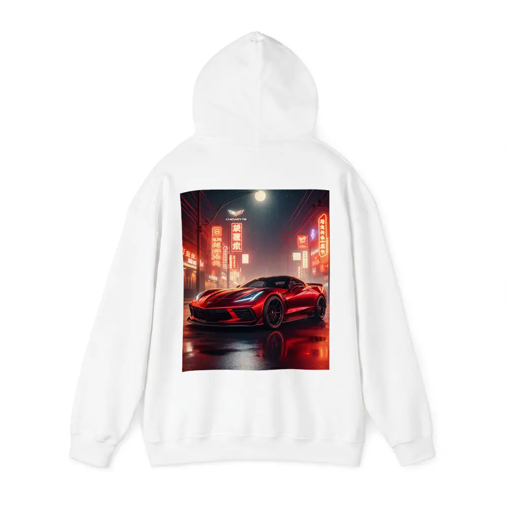 Chevrolet Corvette Red Neon City Night – Hoodies